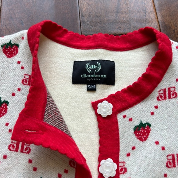Ellandemm Cardigan Sweater with strawberries and logo - Picture 2 of 5
